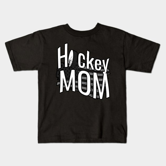 American Hockey Mom in White and Black Kids T-Shirt by M Dee Signs